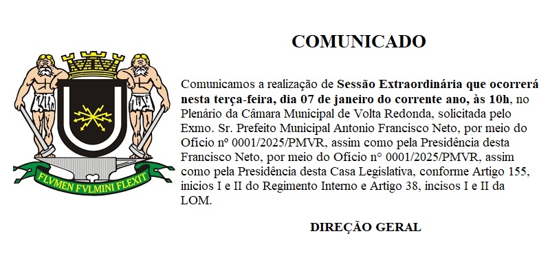 Comunicado - Sessão Extraordinária